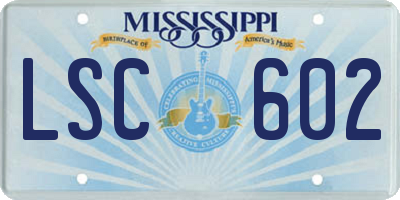 MS license plate LSC602