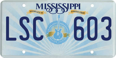 MS license plate LSC603