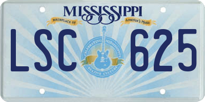 MS license plate LSC625