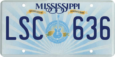 MS license plate LSC636