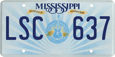 MS license plate LSC637