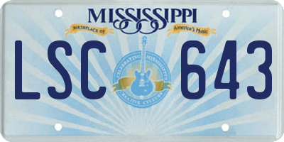 MS license plate LSC643