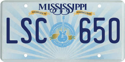 MS license plate LSC650