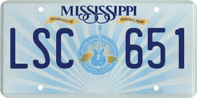 MS license plate LSC651