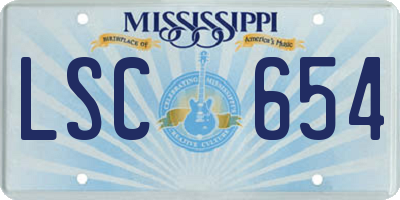 MS license plate LSC654