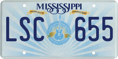 MS license plate LSC655
