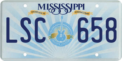MS license plate LSC658