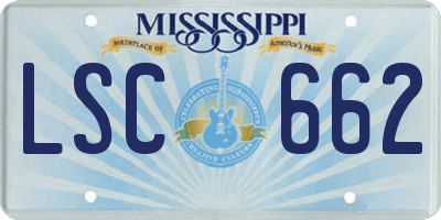 MS license plate LSC662