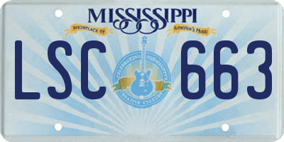 MS license plate LSC663