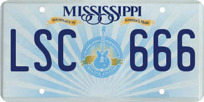MS license plate LSC666