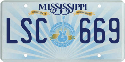 MS license plate LSC669