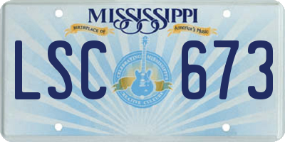 MS license plate LSC673