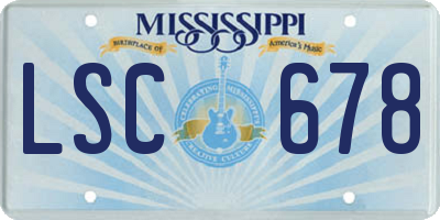 MS license plate LSC678