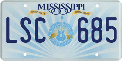 MS license plate LSC685