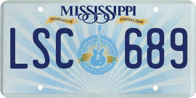 MS license plate LSC689