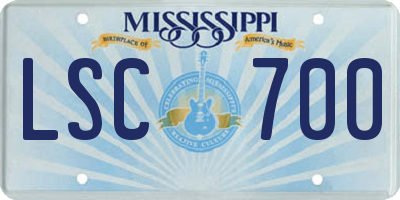 MS license plate LSC700