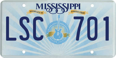 MS license plate LSC701