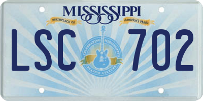 MS license plate LSC702