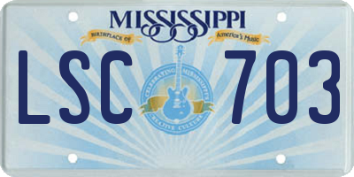 MS license plate LSC703