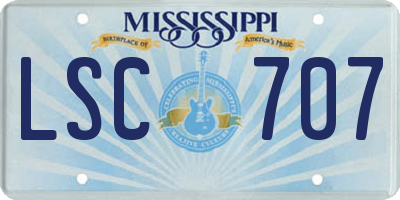 MS license plate LSC707