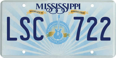 MS license plate LSC722