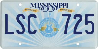 MS license plate LSC725