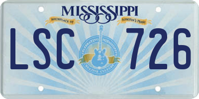 MS license plate LSC726