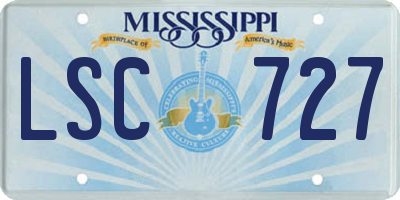 MS license plate LSC727