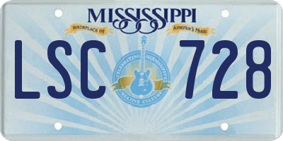 MS license plate LSC728