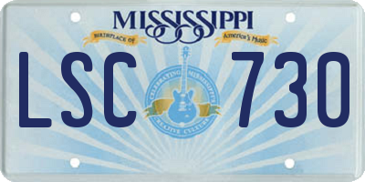 MS license plate LSC730