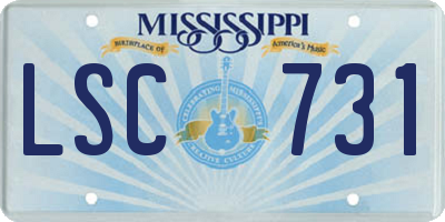 MS license plate LSC731