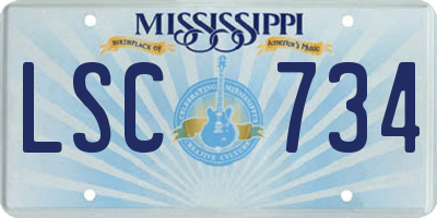 MS license plate LSC734