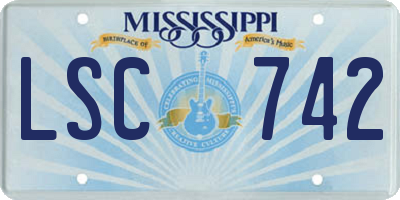 MS license plate LSC742