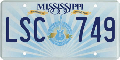 MS license plate LSC749
