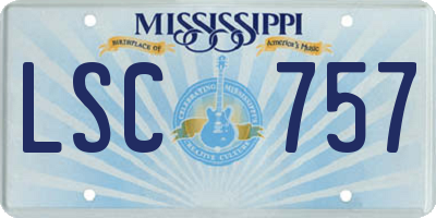 MS license plate LSC757