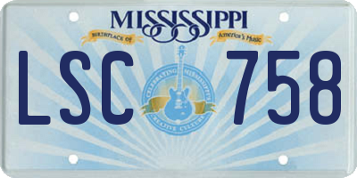 MS license plate LSC758