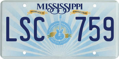 MS license plate LSC759