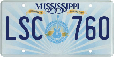 MS license plate LSC760