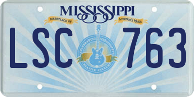 MS license plate LSC763