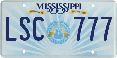 MS license plate LSC777