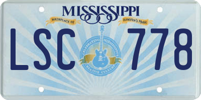 MS license plate LSC778