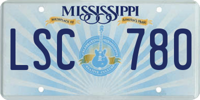 MS license plate LSC780