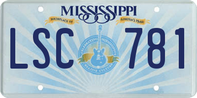 MS license plate LSC781