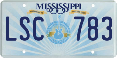 MS license plate LSC783