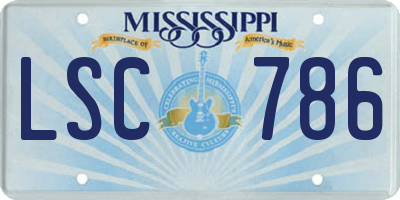 MS license plate LSC786