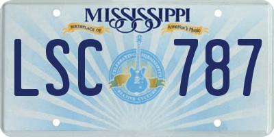 MS license plate LSC787