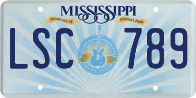 MS license plate LSC789