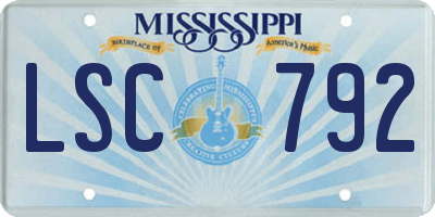 MS license plate LSC792