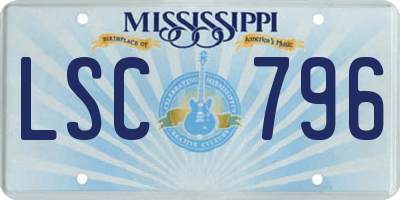 MS license plate LSC796