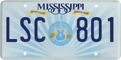 MS license plate LSC801